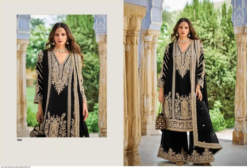 Amrah Wholesale Flora 1001 To 1005 Chinon Embroidered Dress Material