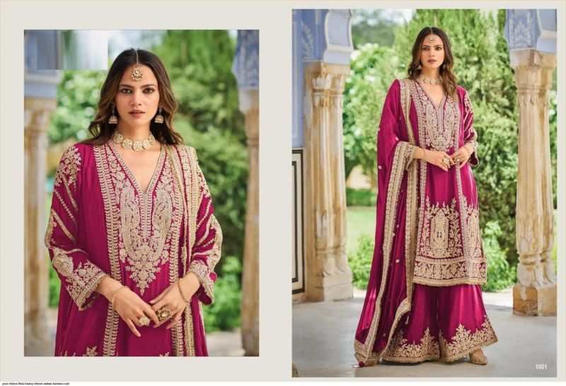Amrah Wholesale Flora 1001 To 1005 Chinon Embroidered Dress Material