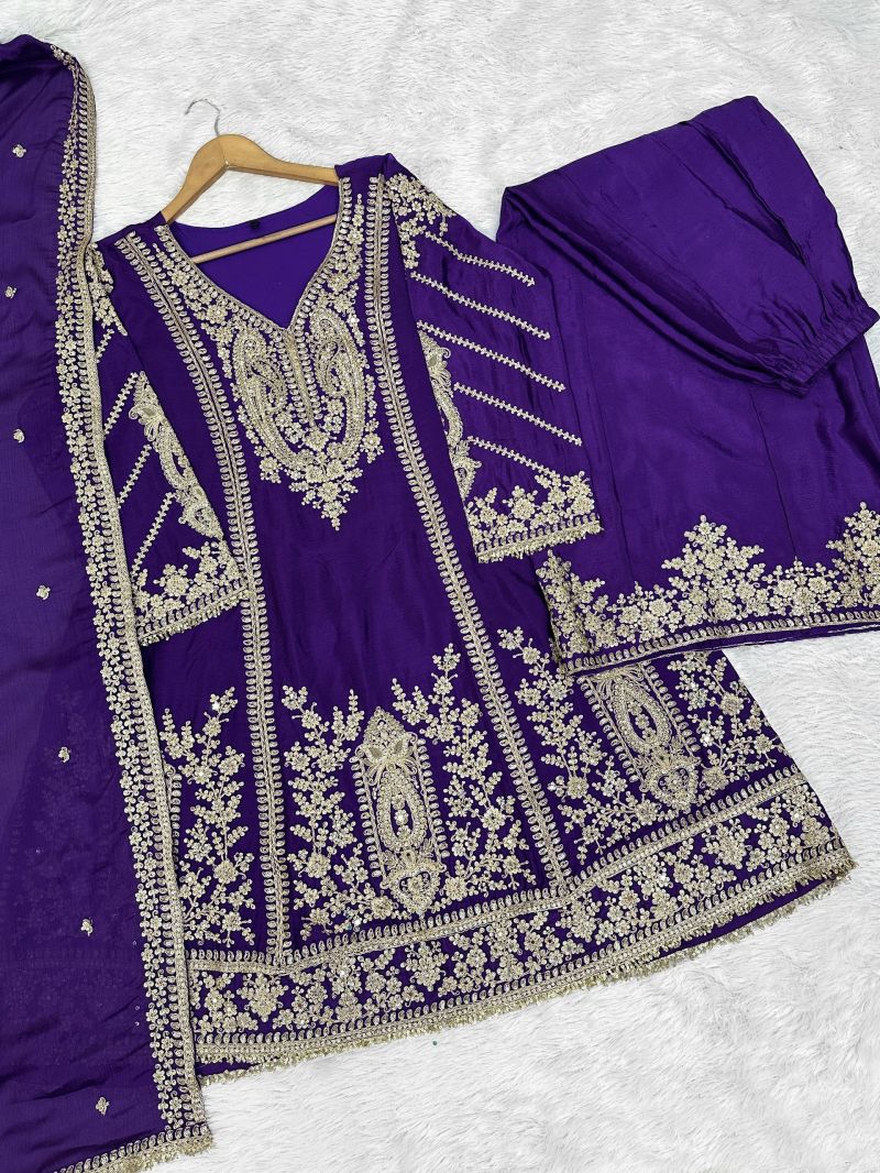 Amrah Wholesale Flora 1001 To 1005 Chinon Embroidered Dress Material