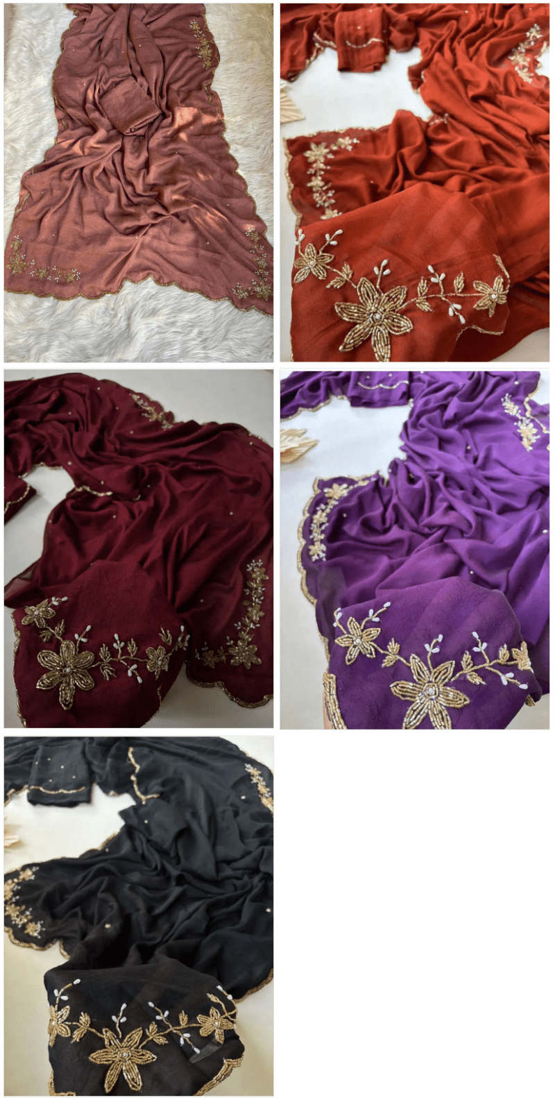 Amrah Wholesale Floral Handwork Ah Rangoli Crush Embroidered Saree - Amrah Wholesale