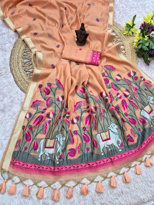 Amrah Wholesale Flower Vol 2 Soft Mul Cotton Weaving Zari Butti Work Saree