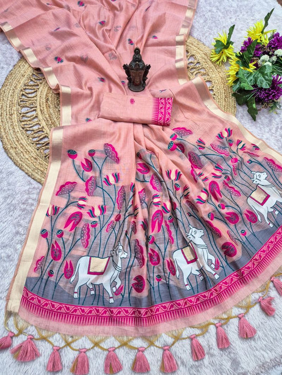 Amrah Wholesale Flower Vol 2 Soft Mul Cotton Weaving Zari Butti Work Saree