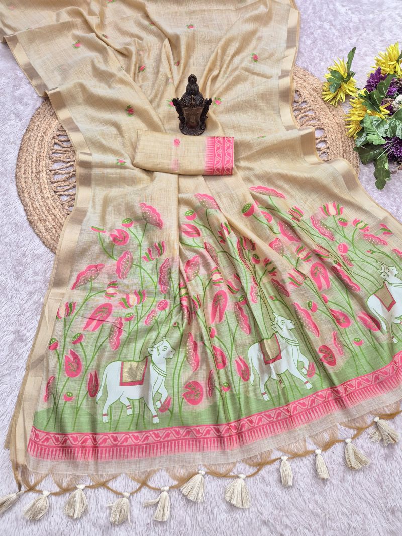Amrah Wholesale Flower Vol 2 Soft Mul Cotton Weaving Zari Butti Work Saree