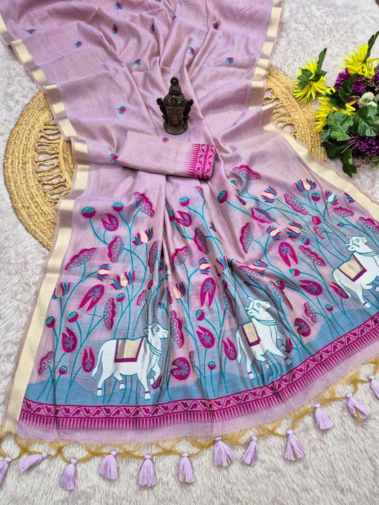 Amrah Wholesale Flower Vol 2 Soft Mul Cotton Weaving Zari Butti Work Saree