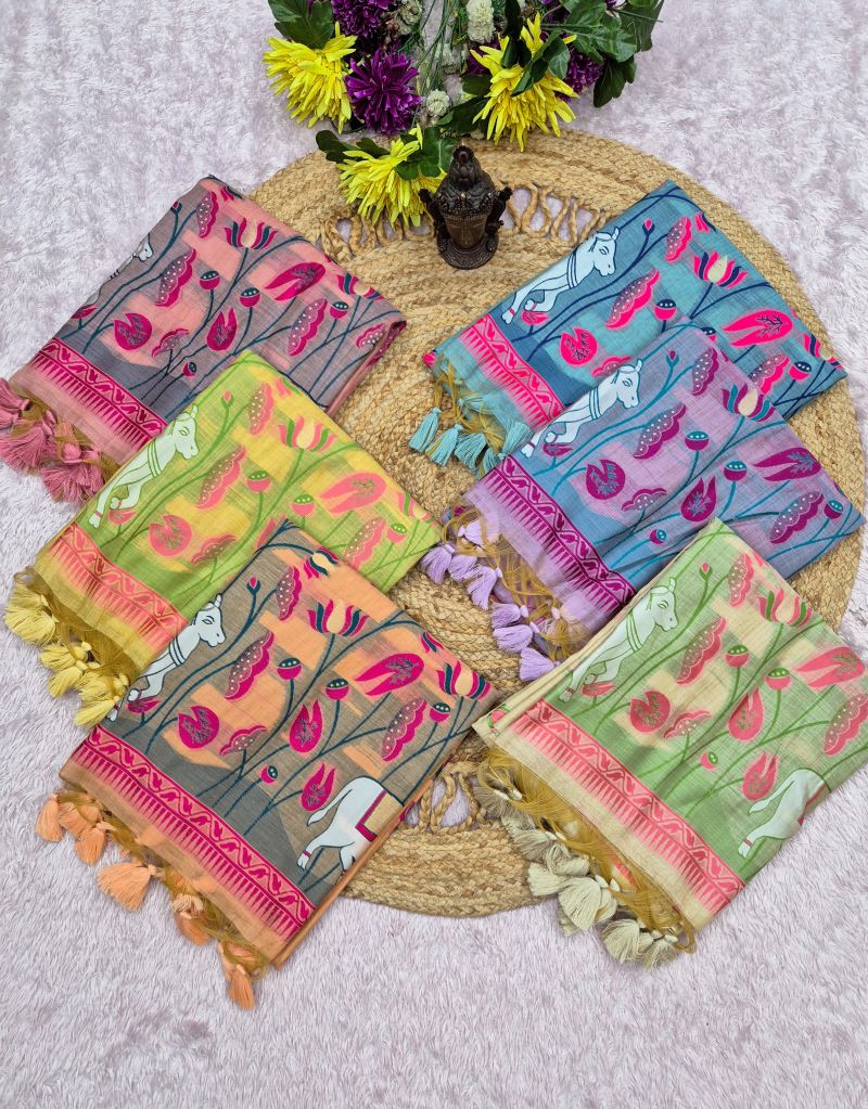 Amrah Wholesale Flower Vol 2 Soft Mul Cotton Weaving Zari Butti Work Saree