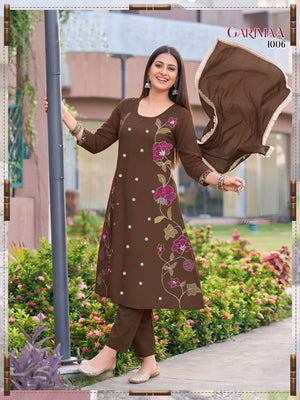 Amrah Wholesale Garimaa Vol 1 Roman Silk Kurti Pant Dupatta Set - Amrah Wholesale