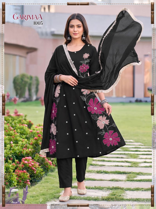 Amrah Wholesale Garimaa Vol 1 Roman Silk Kurti Pant Dupatta Set - Amrah Wholesale