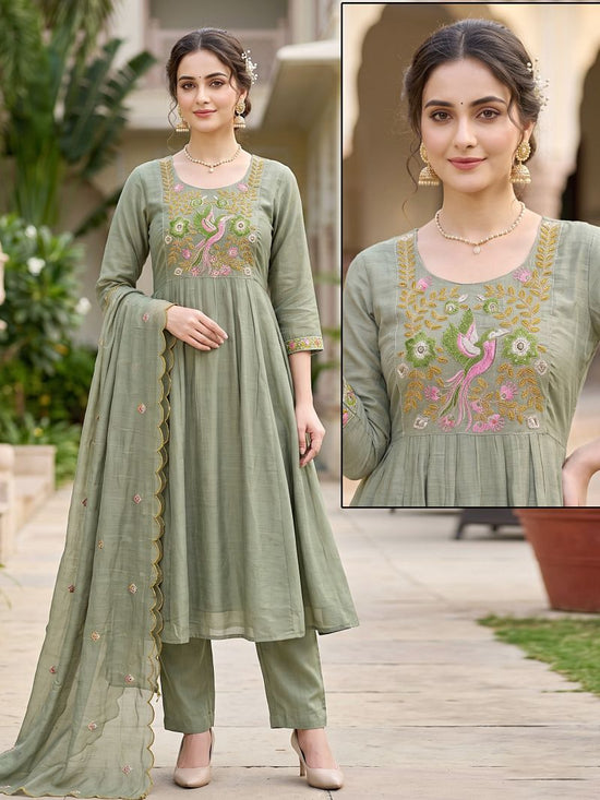 Amrah Wholesale Ghena Combo Mul Chanderi Kurti Pant Dupatta Set