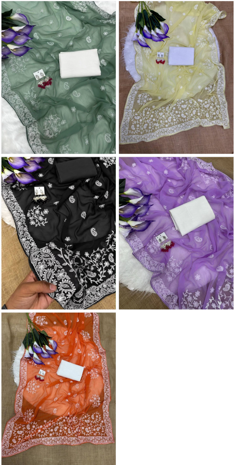 Amrah Wholesale Gopi 1 Georgette Chikankari Saree