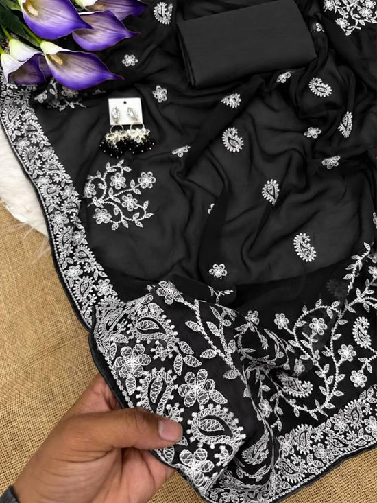 Amrah Wholesale Gopi 1 Georgette Chikankari Saree