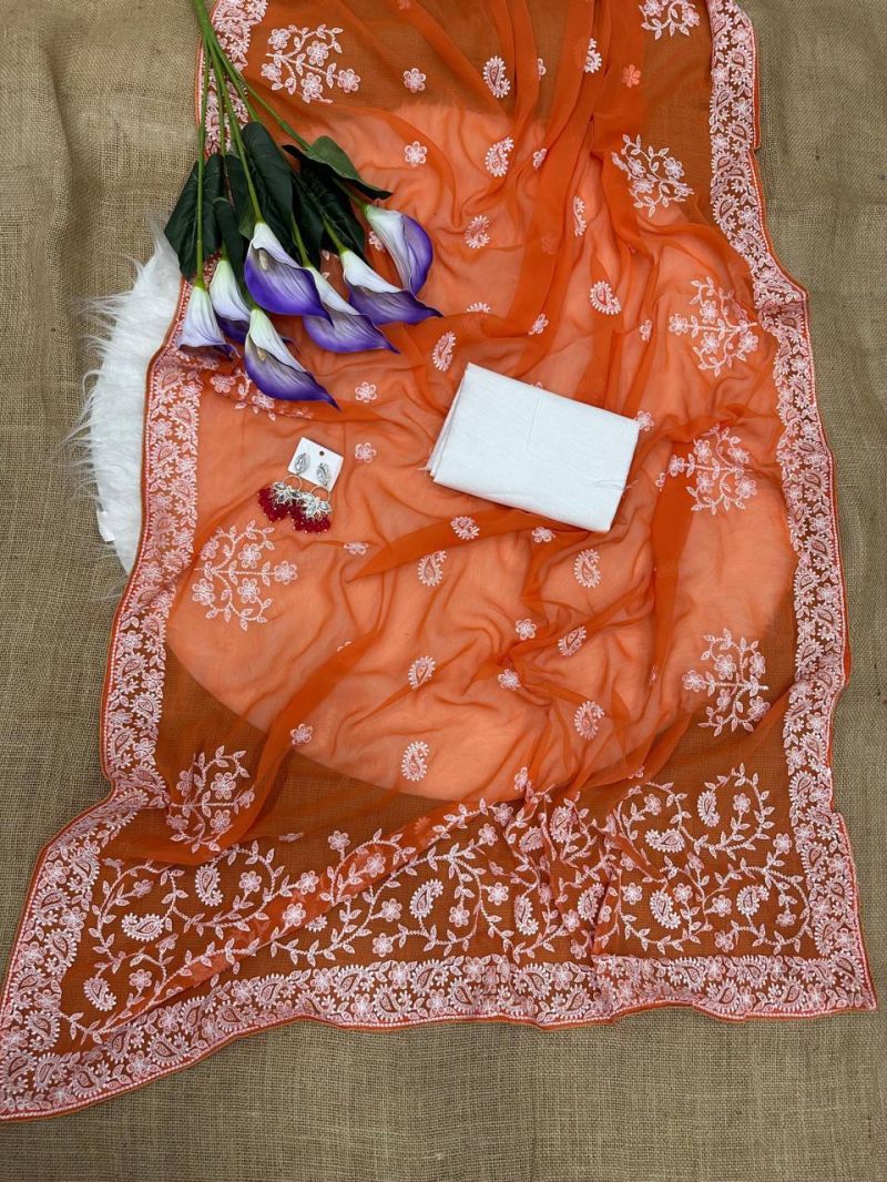 Amrah Wholesale Gopi 1 Georgette Chikankari Saree
