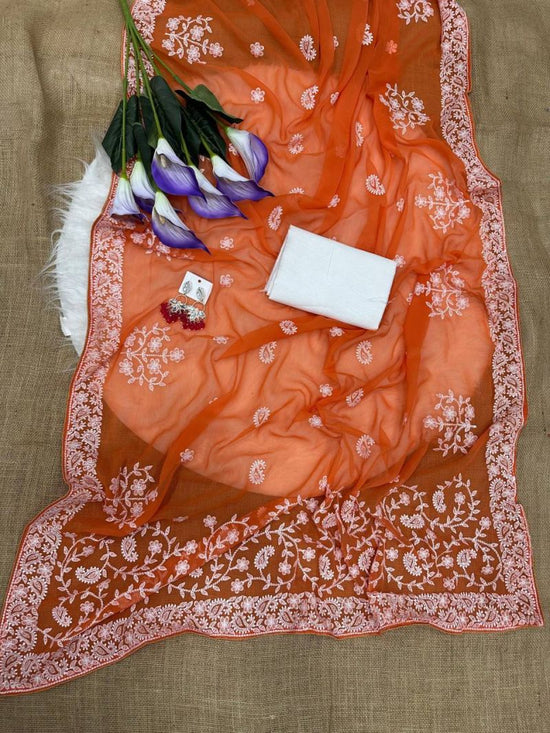 Amrah Wholesale Gopi 1 Georgette Chikankari Saree