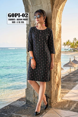 Amrah Wholesale Gopi 2 Rayon Floral Printed Kurti - Amrah Wholesale