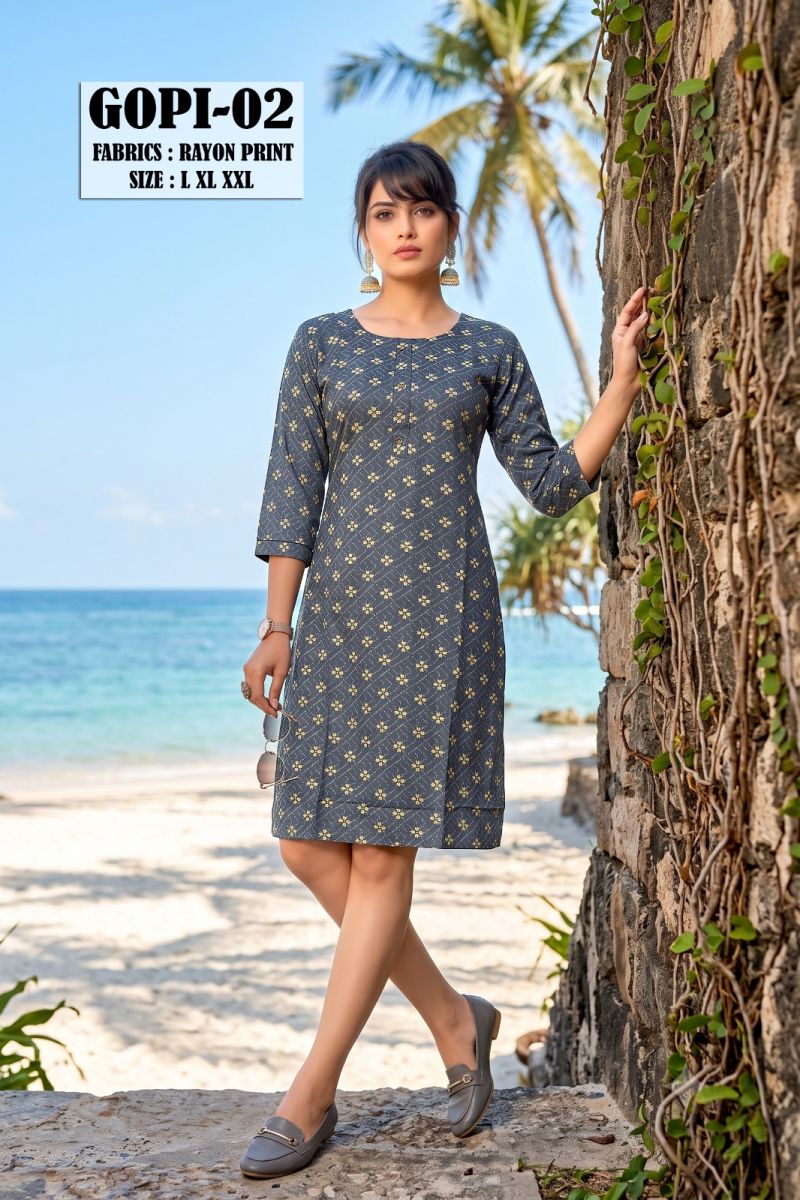 Amrah Wholesale Gopi 2 Rayon Floral Printed Kurti