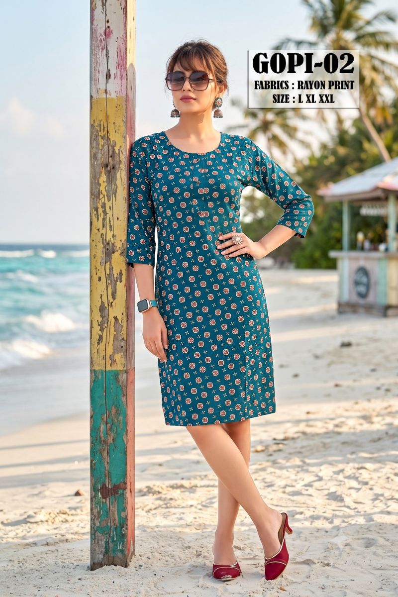 Amrah Wholesale Gopi 2 Rayon Floral Printed Kurti
