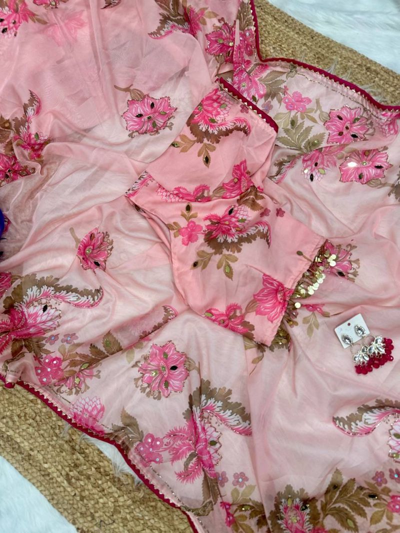 Amrah Wholesale Gopi 3 Soft Tebby Silk Digital Printed Mirror Worked Saree