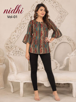 Amrah Wholesale Hiaara Nidhi Vol 1 Rayon Printed Short Tops - Amrah Wholesale
