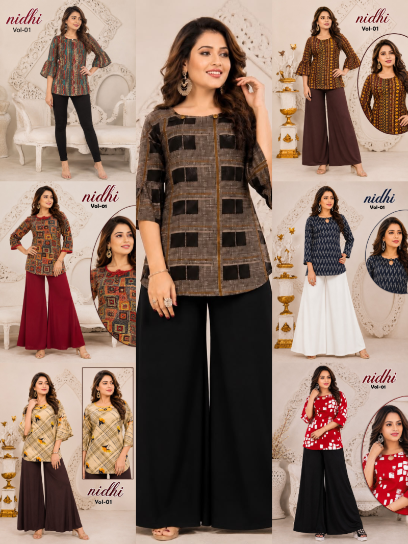 Amrah Wholesale Hiaara Nidhi Vol 1 Rayon Printed Short Tops