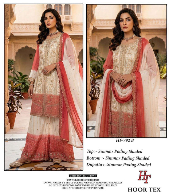 HOOR TEX HF-792 Shimmer Embroidered Pakistani Sharara Suit Set