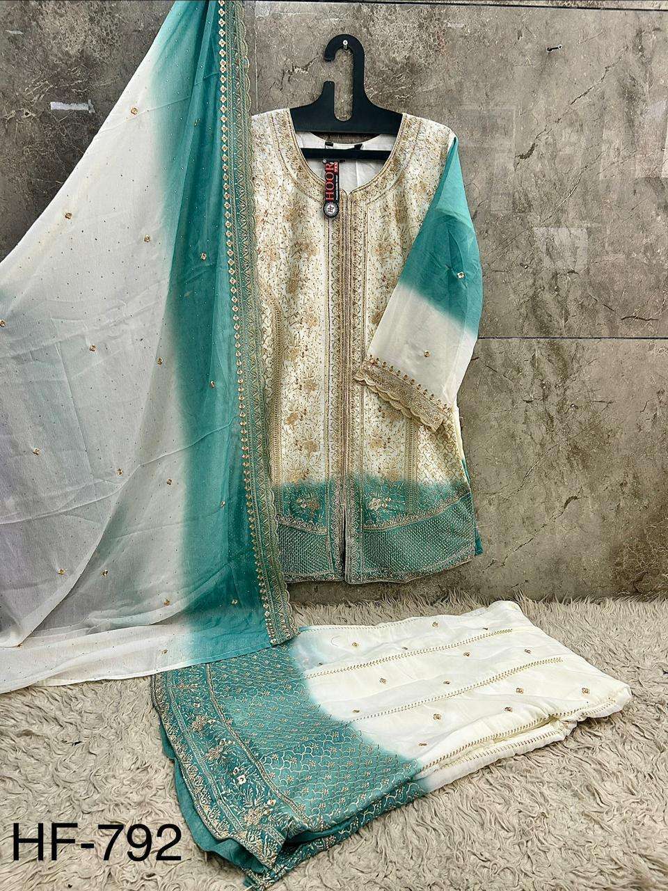 HOOR TEX HF-792 Shimmer Embroidered Pakistani Sharara Suit Set