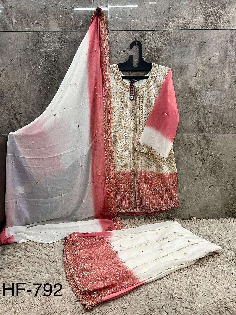 HOOR TEX HF-792 Shimmer Embroidered Pakistani Sharara Suit Set