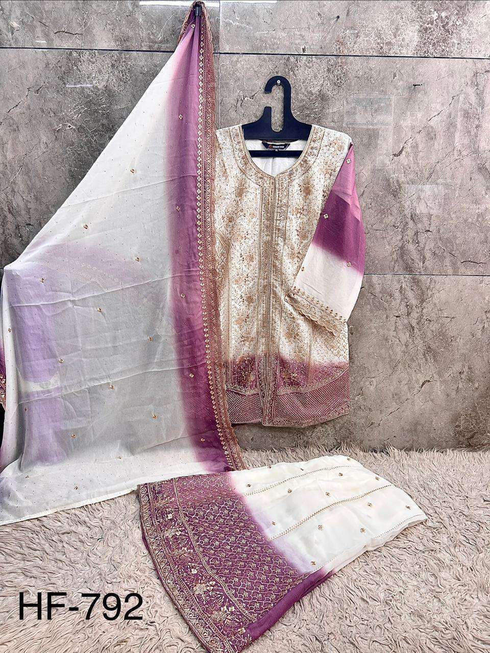 HOOR TEX HF-792 Shimmer Embroidered Pakistani Sharara Suit Set