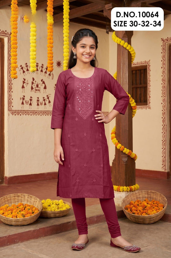 Amrah Wholesale Jaini 10064 And 66 Gadwal Silk Embroidered Kids Kurti - Amrah Wholesale