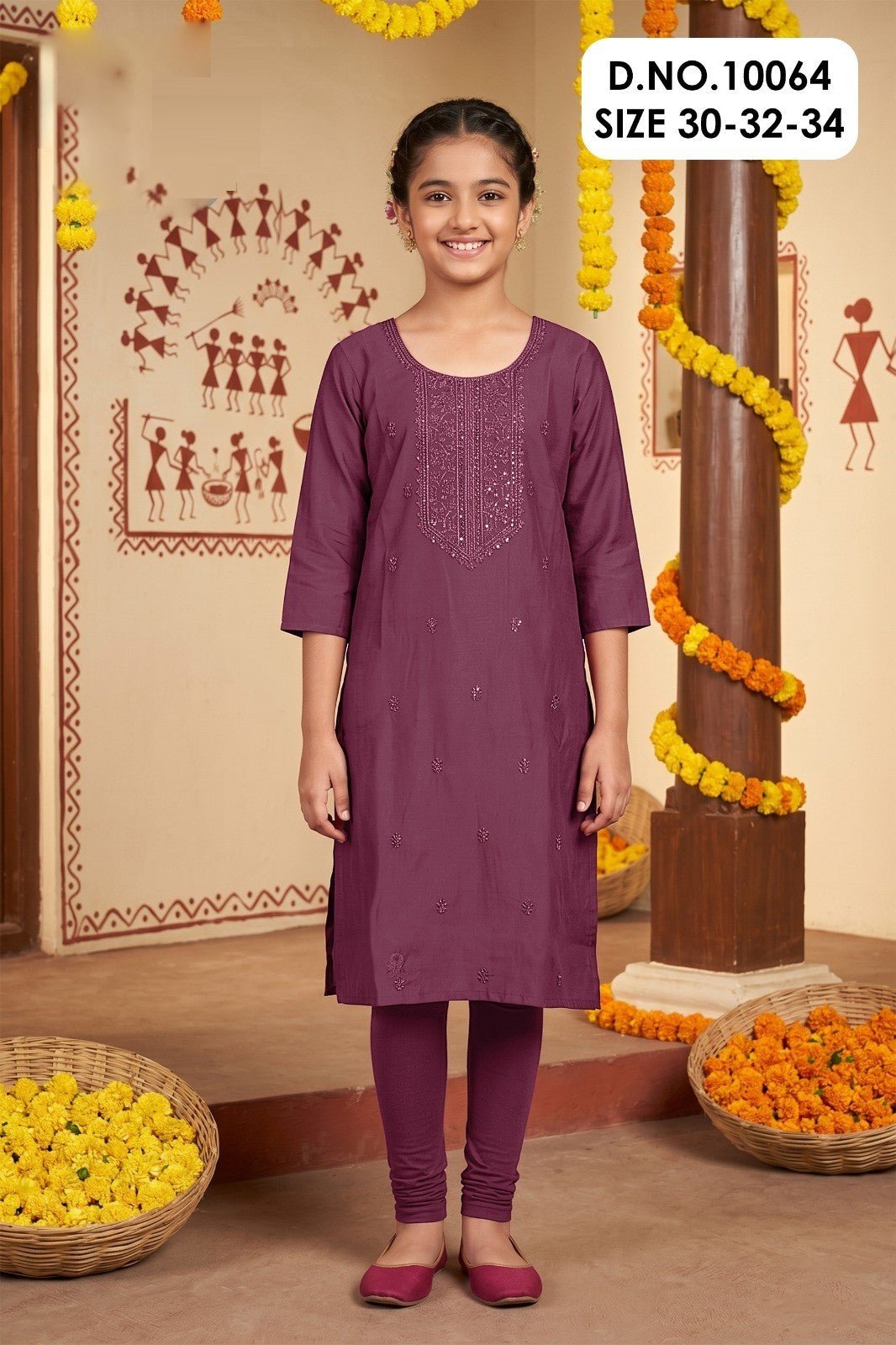Amrah Wholesale Jaini 10064 And 66 Gadwal Silk Embroidered Kids Kurti - Amrah Wholesale