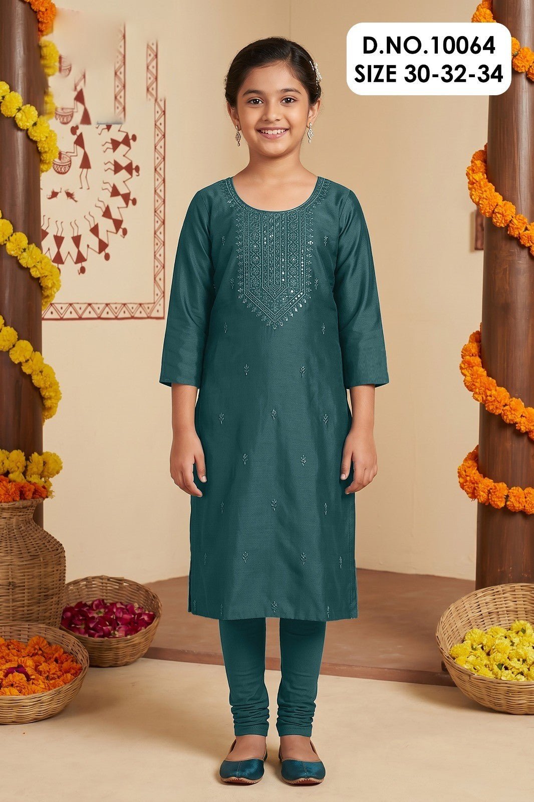 Amrah Wholesale Jaini 10064 And 66 Gadwal Silk Embroidered Kids Kurti - Amrah Wholesale