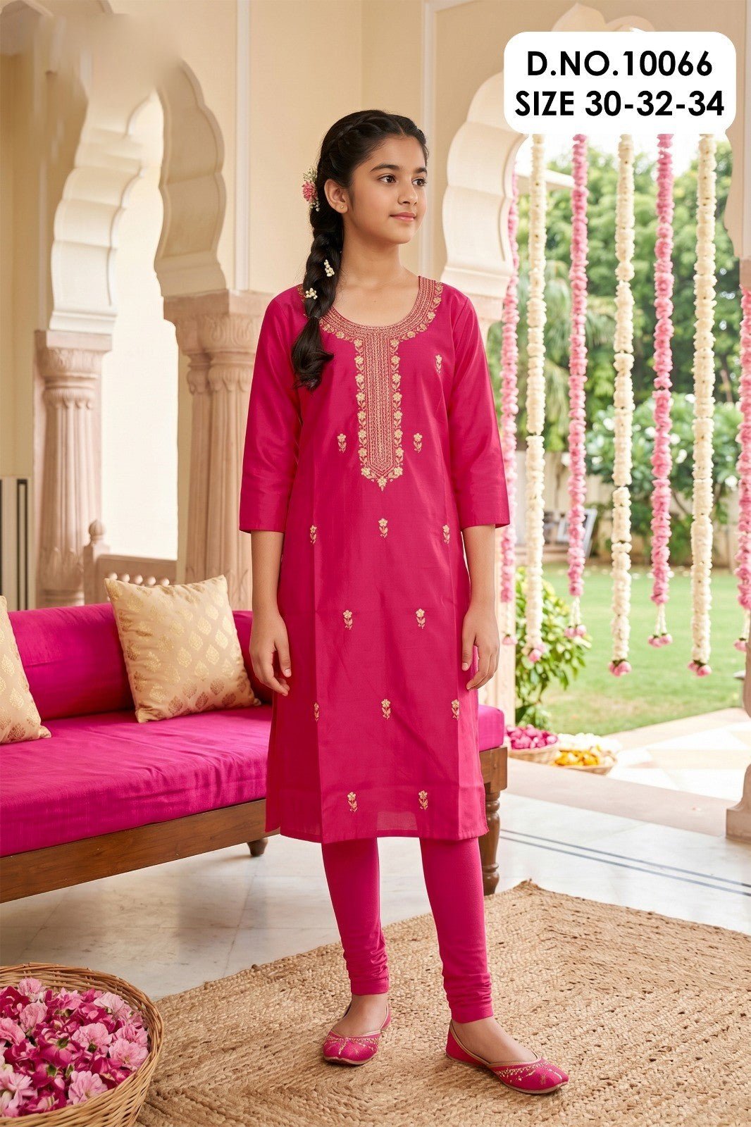 Amrah Wholesale Jaini 10064 And 66 Gadwal Silk Embroidered Kids Kurti - Amrah Wholesale