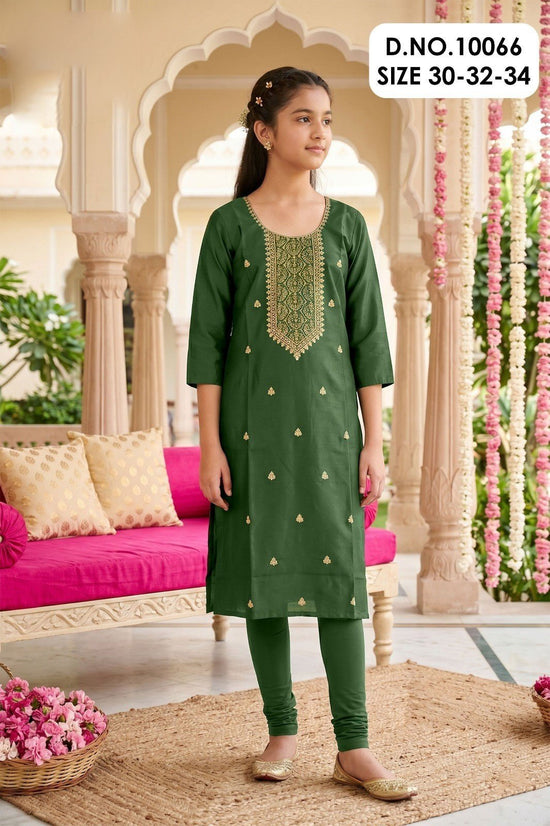 Amrah Wholesale Jaini 10064 And 66 Gadwal Silk Embroidered Kids Kurti - Amrah Wholesale