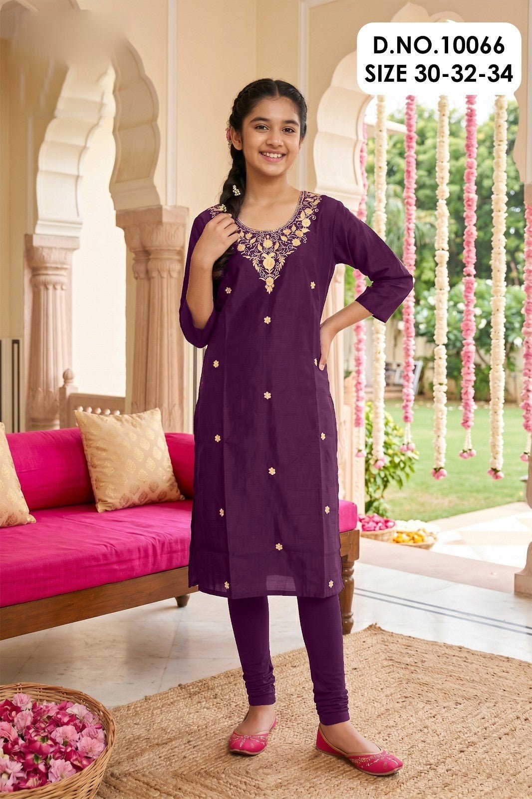 Amrah Wholesale Jaini 10064 And 66 Gadwal Silk Embroidered Kids Kurti - Amrah Wholesale