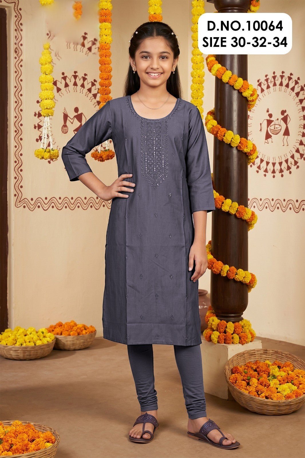Amrah Wholesale Jaini 10064 And 66 Gadwal Silk Embroidered Kids Kurti - Amrah Wholesale