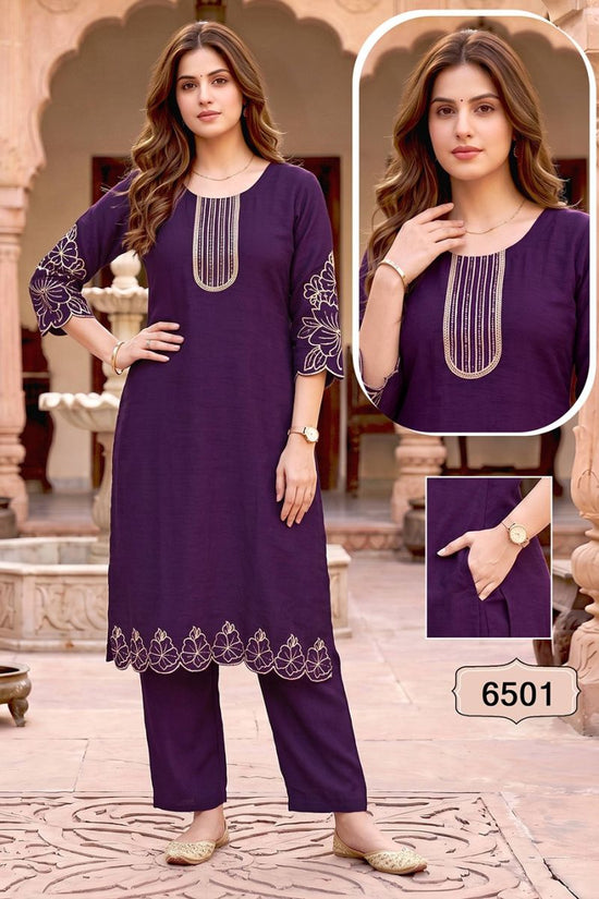 Amrah Wholesale Jasmine Vol 1 Vertican Silk Kurti Pant Set - Amrah Wholesale