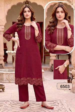 Amrah Wholesale Jasmine Vol 1 Vertican Silk Kurti Pant Set - Amrah Wholesale