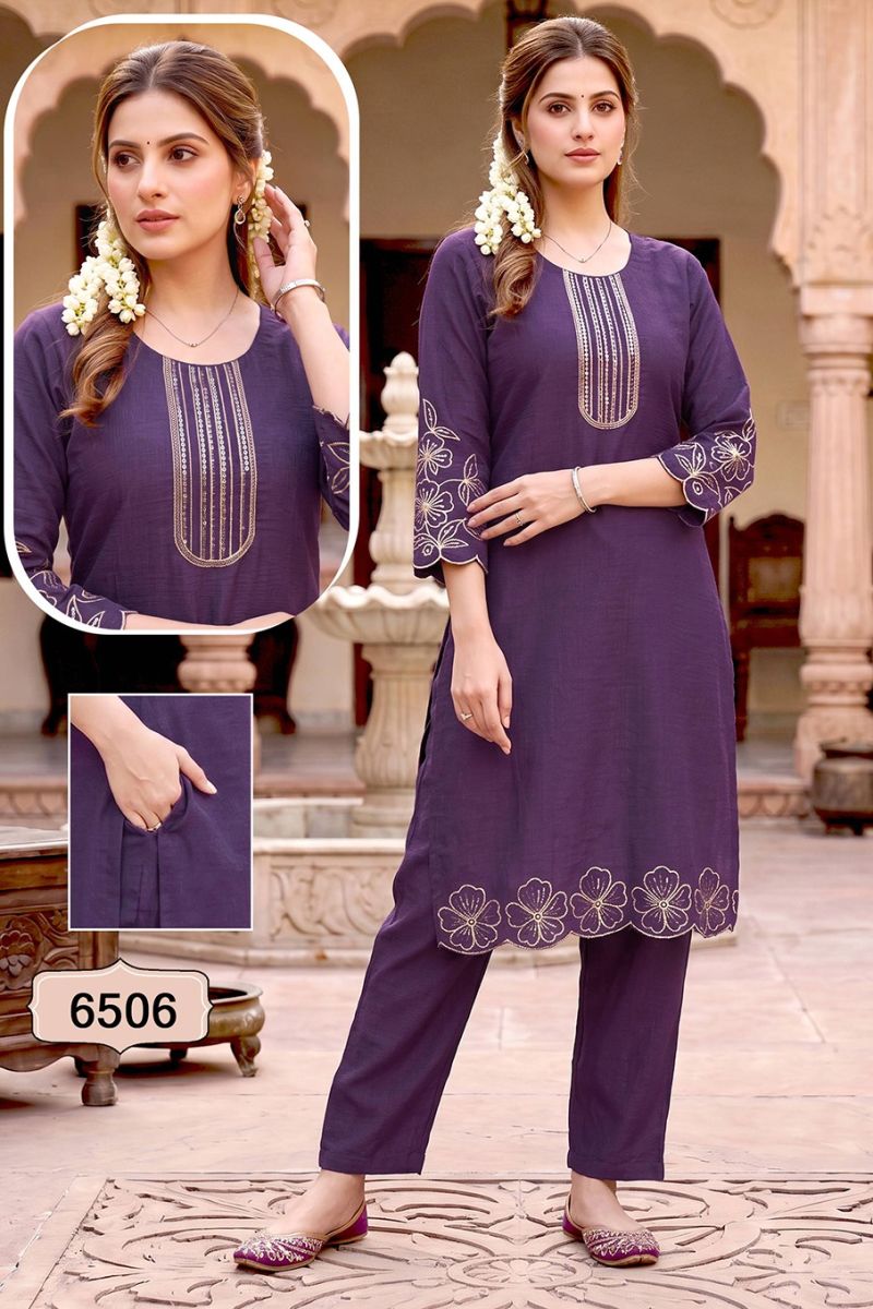 Amrah Wholesale Jasmine Vol 1 Vertican Silk Kurti Pant Set - Amrah Wholesale