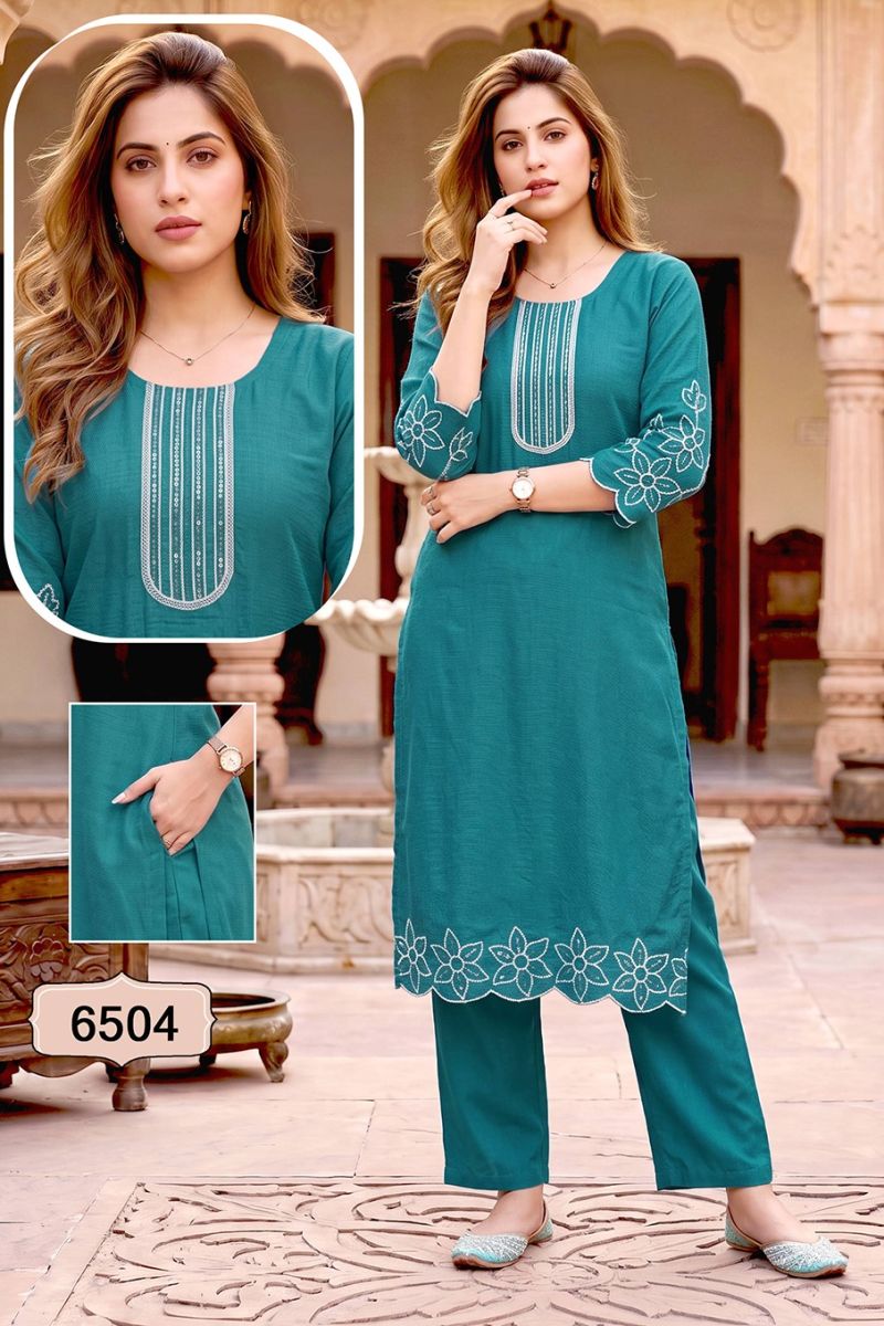 Amrah Wholesale Jasmine Vol 1 Vertican Silk Kurti Pant Set - Amrah Wholesale