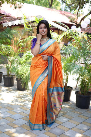 Amrah Wholesale Jf 3631 Paithani Silk Blend Zari Woven Saree - Amrah Wholesale