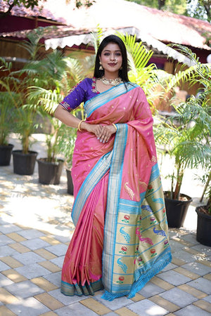 Amrah Wholesale Jf 3631 Paithani Silk Blend Zari Woven Saree - Amrah Wholesale