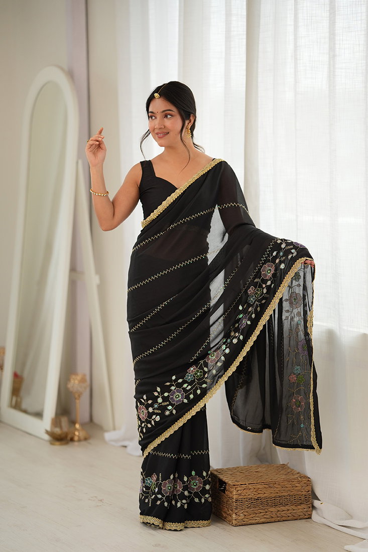 Amrah Wholesale Jf 3827 Star Georgette Saree