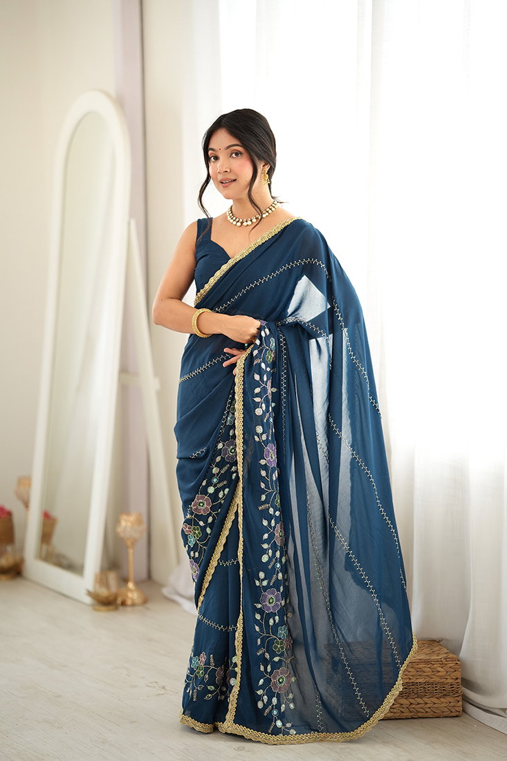 Amrah Wholesale Jf 3827 Star Georgette Saree