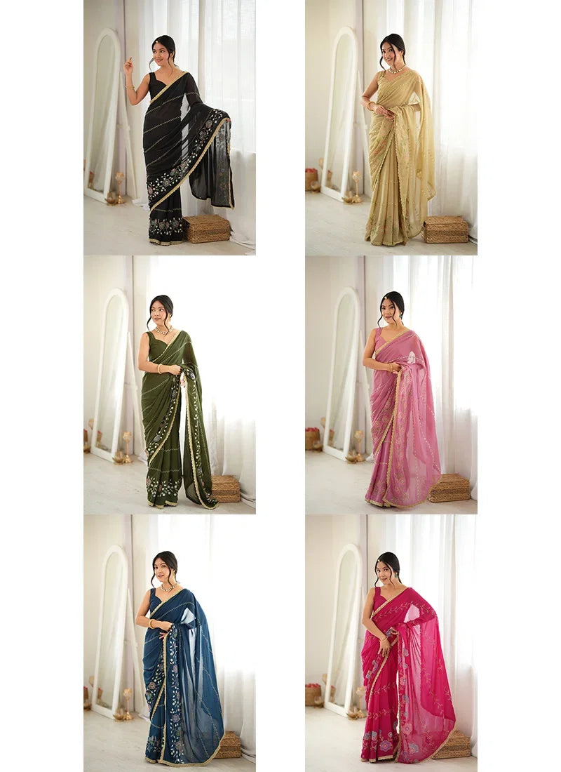 Amrah Wholesale Jf 3827 Star Georgette Saree