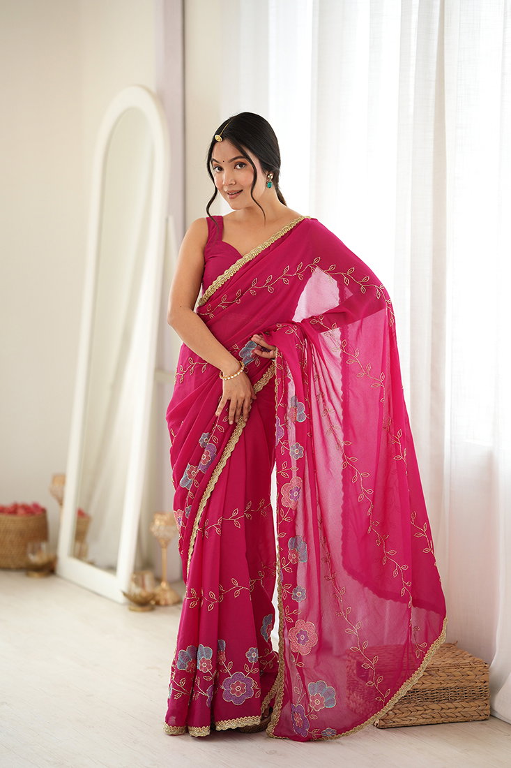 Amrah Wholesale Jf 3827 Star Georgette Saree