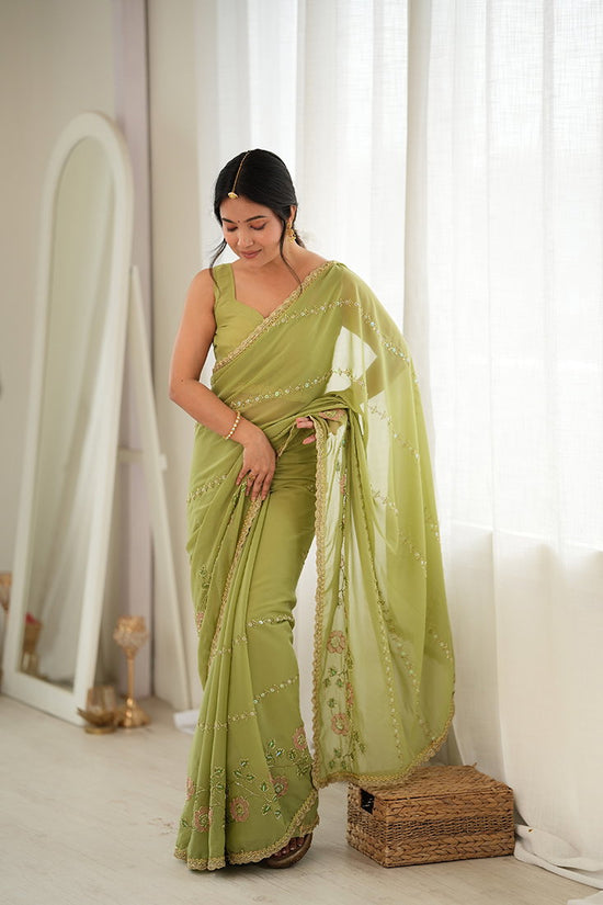 Amrah Wholesale Jf 3833 Star Georgette Beads Embroidered Saree
