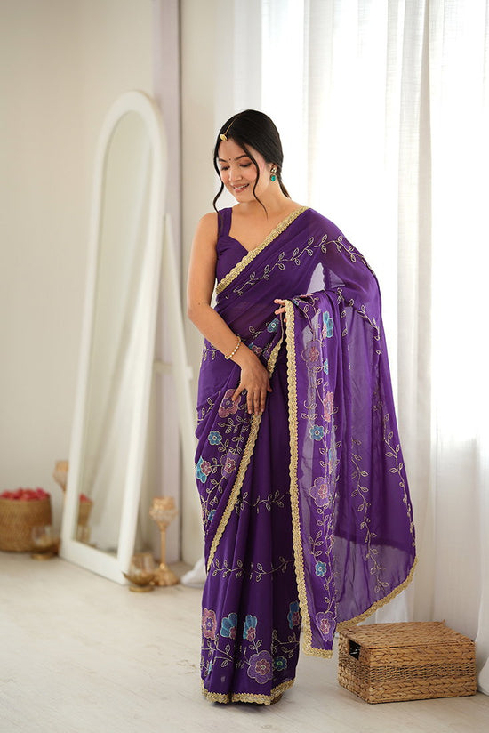 Amrah Wholesale Jf 3833 Star Georgette Beads Embroidered Saree