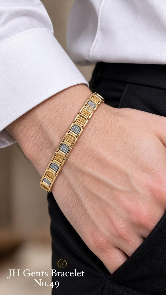 Amrah Wholesale Jh Golden And Silver Gents Brancelet 1 Gold Plated Imitation Jewellery