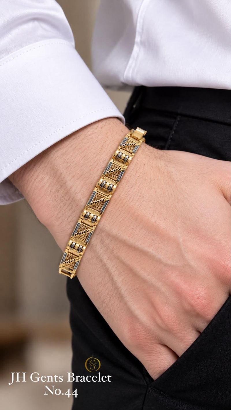 Amrah Wholesale Jh Golden And Silver Gents Brancelet 1 Gold Plated Imitation Jewellery