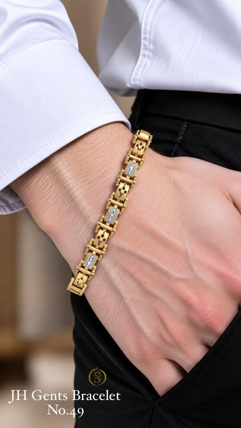 Amrah Wholesale Jh Golden And Silver Gents Brancelet 1 Gold Plated Imitation Jewellery