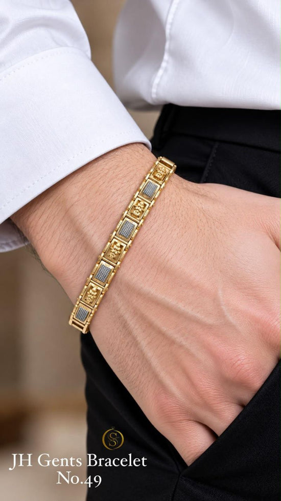 Amrah Wholesale Jh Golden And Silver Gents Brancelet 1 Gold Plated Imitation Jewellery