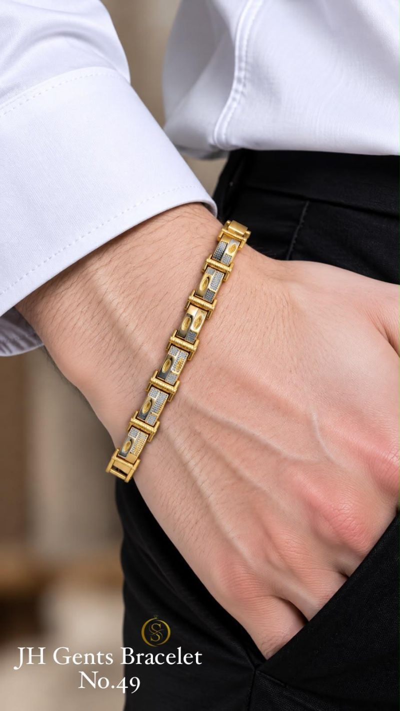 Amrah Wholesale Jh Golden And Silver Gents Brancelet 1 Gold Plated Imitation Jewellery